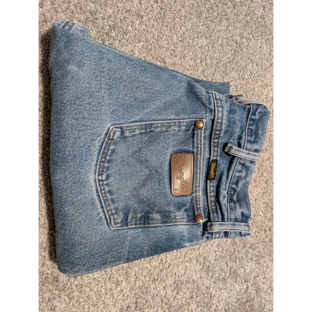 Wrangler Jeans Mens‎ 34x36 Blue Cowboy Cut Straight Leg Distressed Western